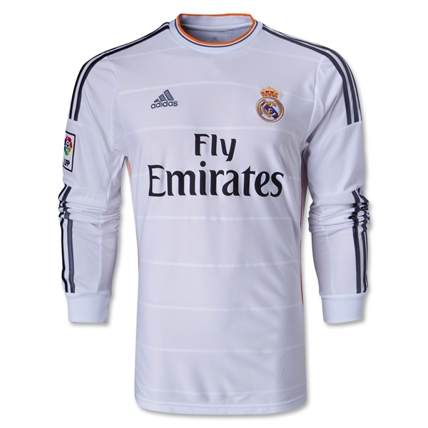 13-14 Real Madrid #4 SERGIO RAMOS Home Long Sleeve Jersey Shirt - Click Image to Close